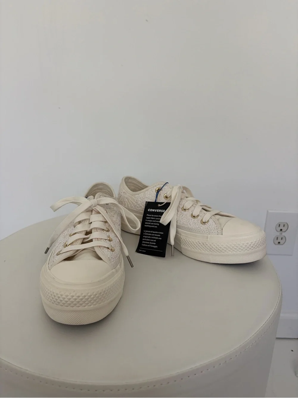NWT Converse Women’s Platform Lace-Up Sneakers in Off-White